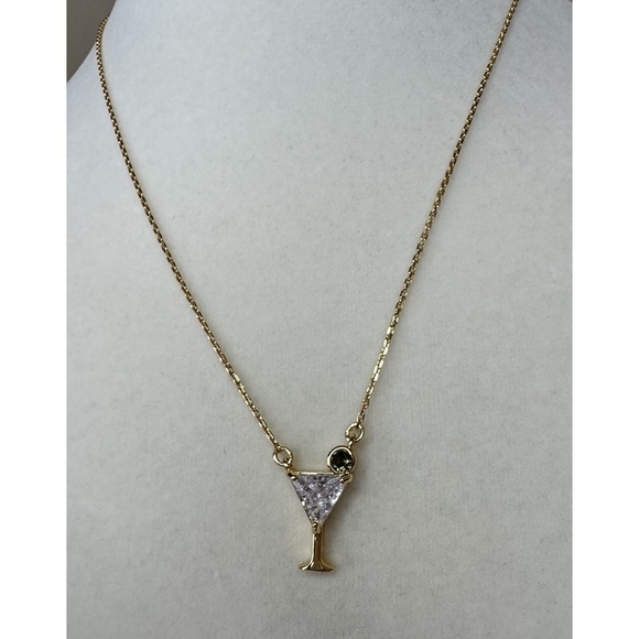 Kate Spade New York Shaken Or Stirred Martini Cocktail Glass Pedant Necklace NEW - Picture 2 of 3